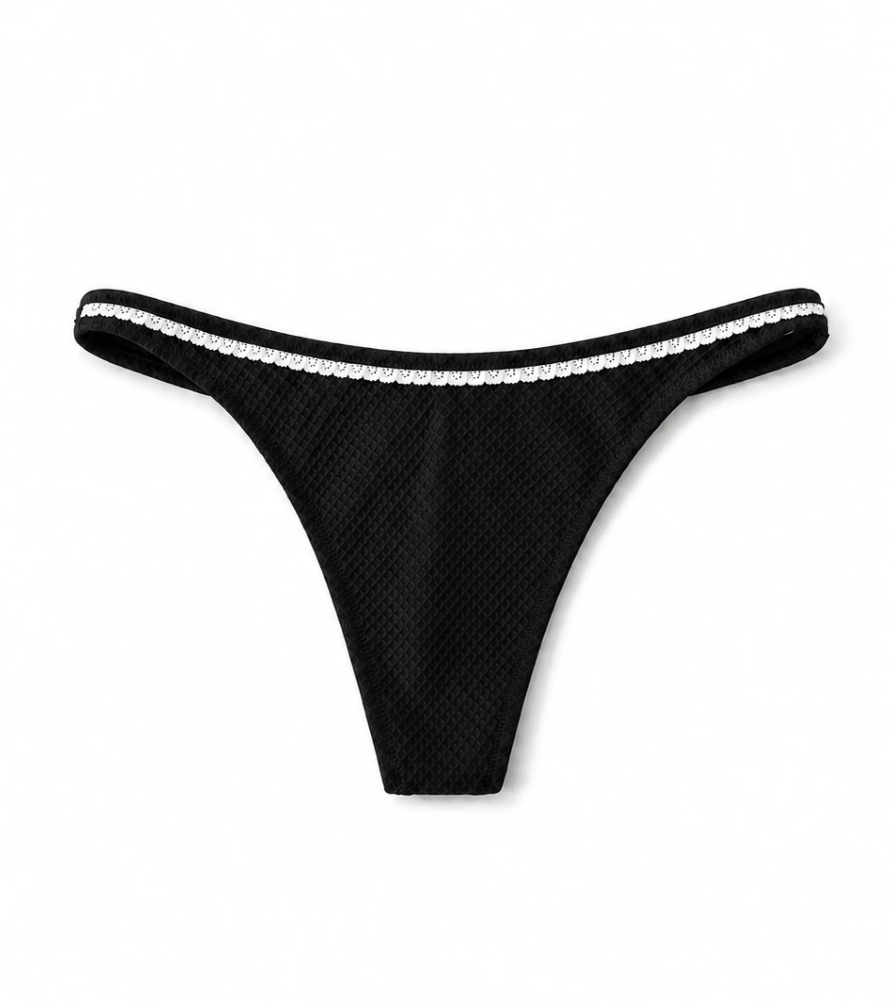 Bademode - Waffle - Tanga - Schwarz - Image 4